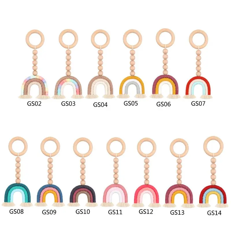 

Деревянный Прорезыватель для зубов ручной работы, погремушка из натурального дерева, жевательная игрушка для игр в тренажерном зале, игруш...