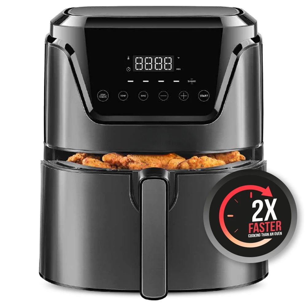 

Quart Air Fryer, Stainless Steel, Dishwasher Safe Basket, BPA-Free, 60 Min Timer,Black