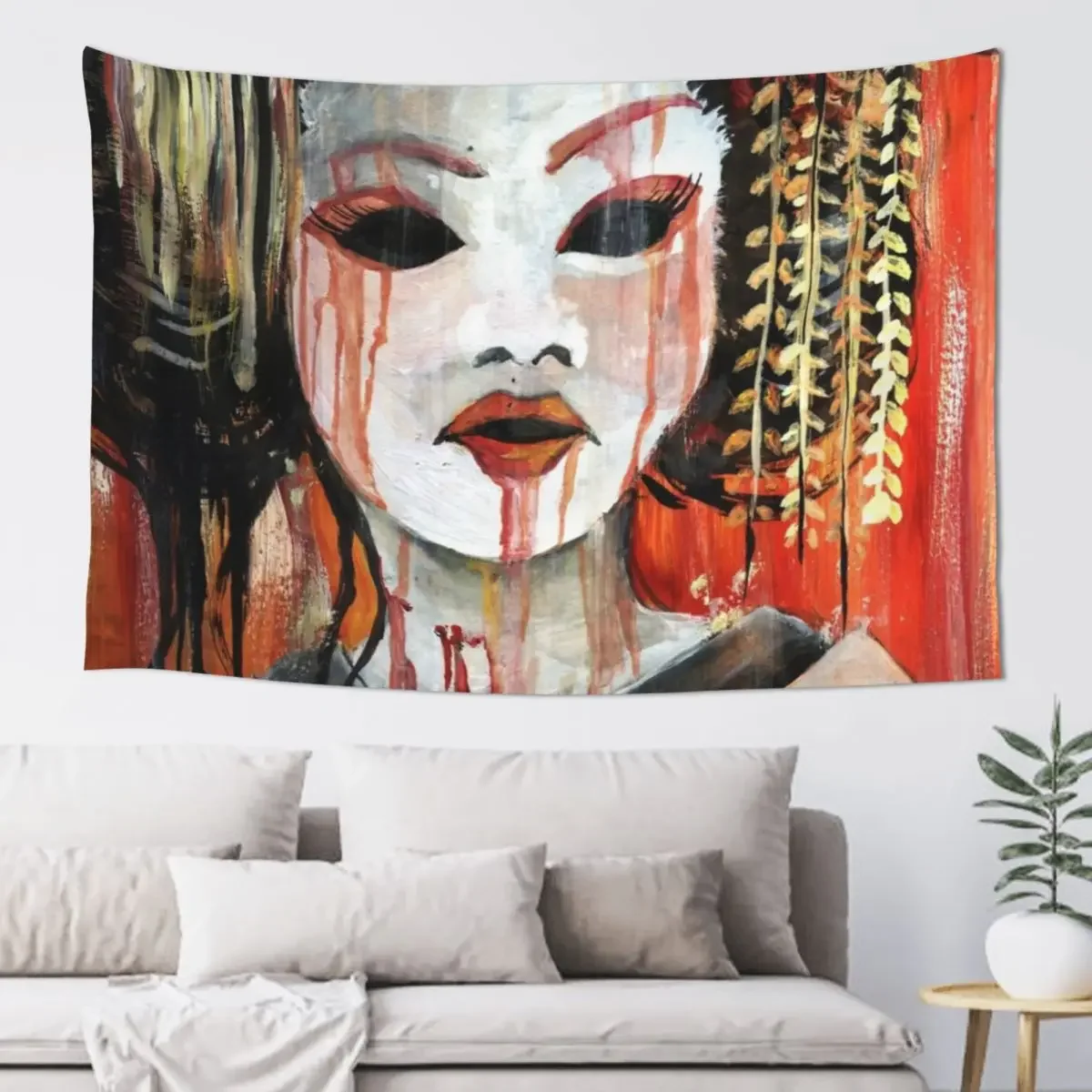 Гейша в осеннем дождя: Невинная наложница гобелен художественная роспись для