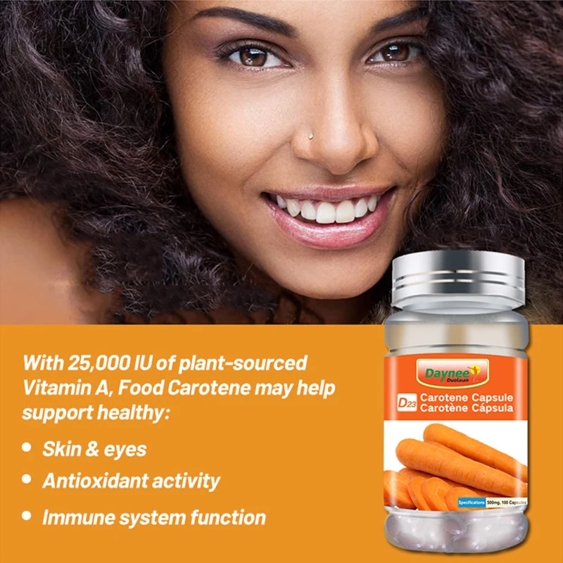 1 Bottle carotene soft capsules supplement B-carotene visual function declines effectively promotes health cell development