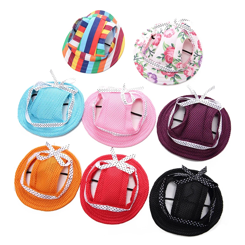 

Pet Hat With Ear Holes Breathable Summer Adjustable Cloth Mesh Canvas Hat For Small Medium Dogs Cats Caps Sun Hat Outdoor Hiking