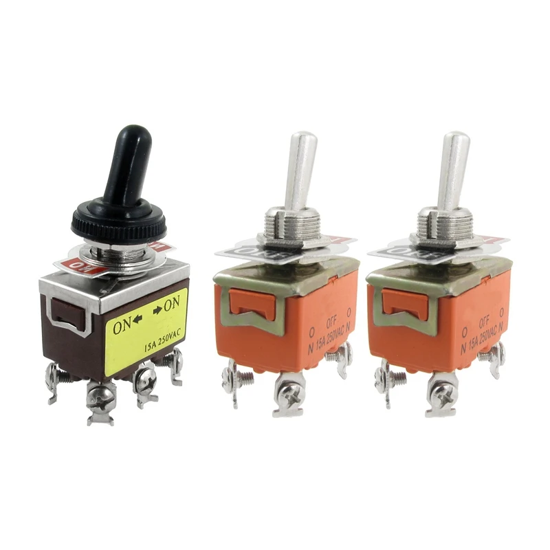 

Hot-3 Pcs AC 250V 15A Amps ON/OFF 2 Position DPST Toggle Switch, 2 Pcs 4 Screw Terminals & 1 Pcs 6 Screw Terminals