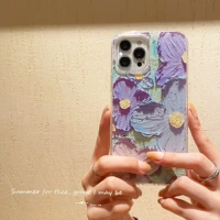 artwork flower oil painting phone case for iphone 11 12 13 pro max mini xs xr x 8 7 6 6s plus clear soft tpu bumper back cover