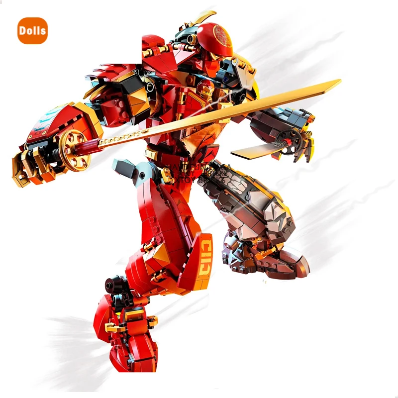 

2020 New Series Bricks Fire Stone Mech Robot Building Blocks with Figures Compatible 71720 DIY Toys for Birthday Gift