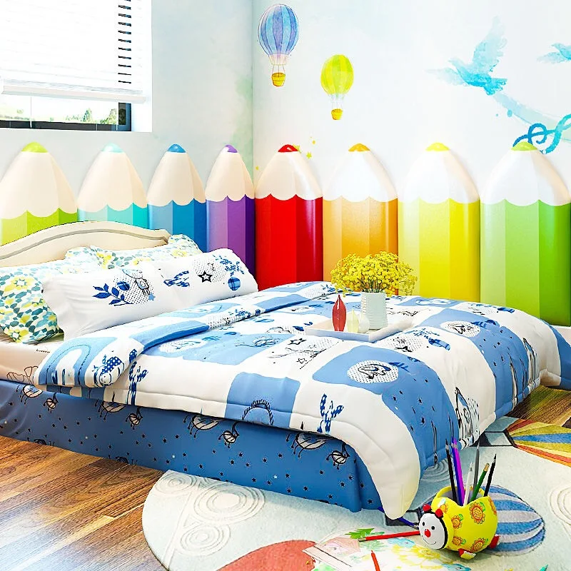 

3D pencil children's anti-collision tatami headboard soft bag children's bedroom decoration wallpaper