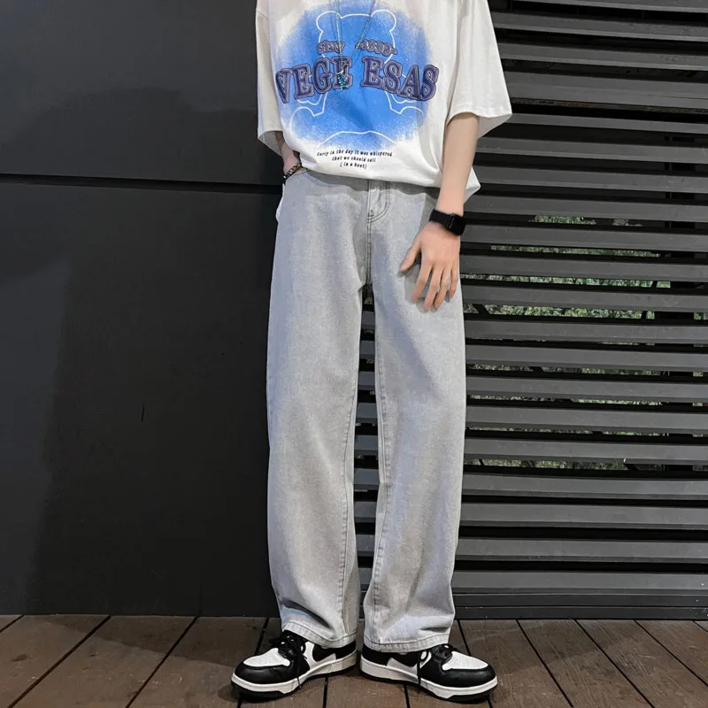 Blue/Black Baggy Jeans Men Fashion Casual Wide Leg Jeans Men Streetwear Loose Hip Hop Straight Denim Pants Mens Trousers S-2XL