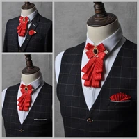 mens bow tie brooch set korean british dress suits shirt collar flower handmade bowtie men wedding accessories gifts 3pcs sets