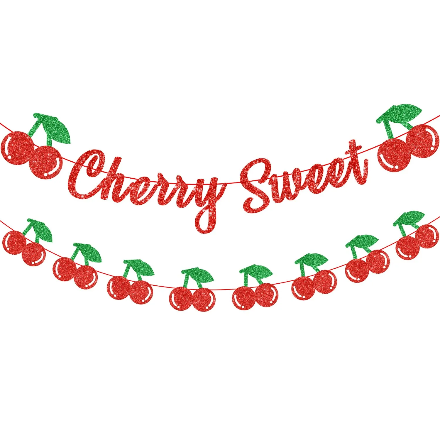 

Sweet Cherry Birthday Party Decoration Red Glitter Cherry Sweet Banner Garland for Girls 1st 2nd Fruit Birthday Party Supplies