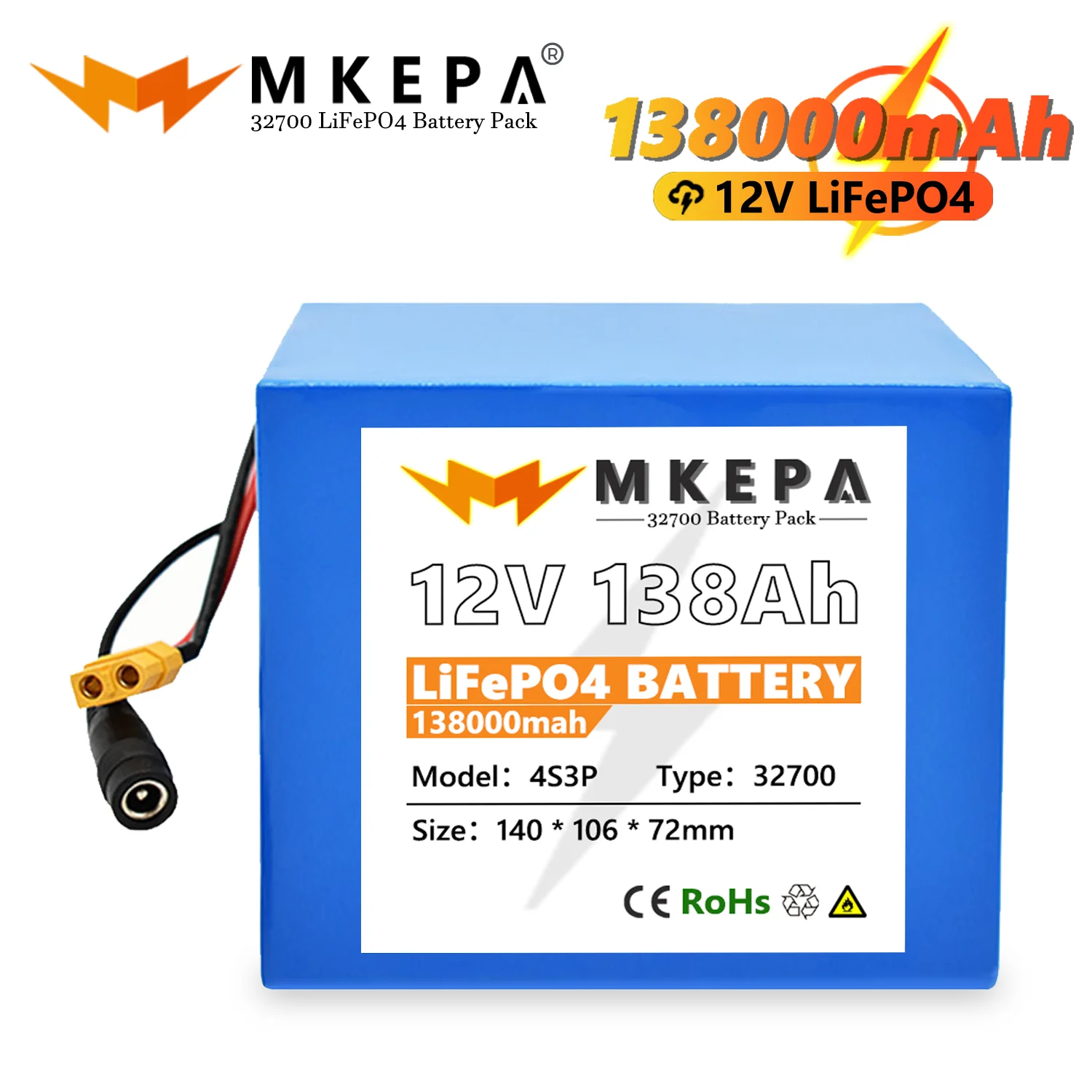 

32700 Lifepo4 Battery Pack 4S3P 12.8V 138000mAh 4S 40A 100A Balanced BMS for Electric Boat and Uninterrupted Power Supply 12V