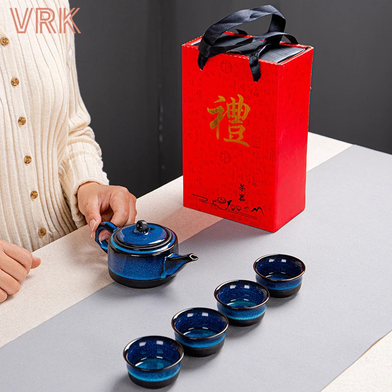 

Temu печь для обжига глазури наружный портативный подарок для путешествий керамический чайник с четырьмя чашками чайный набор кунг-фу чайный...