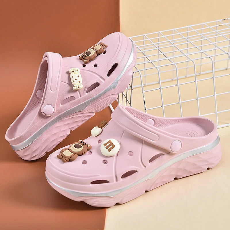 Женские сабо с закрытым носком цвет белый/черный/зеленый размер 35-40