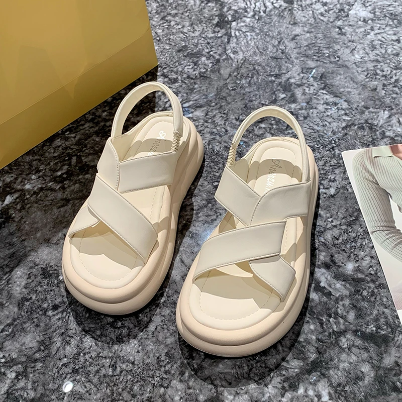 2023 Summer New Platform Women Sandals Fashion Open Toe Thick Sole Flats Shoes Ladies Elegant Gladiator Sandalias