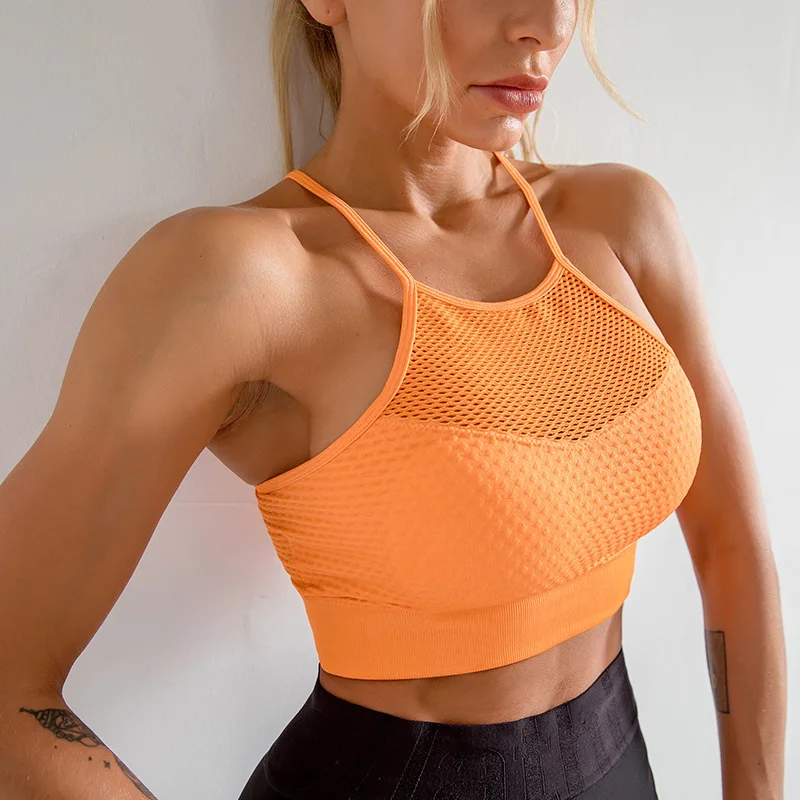 Sporty Bras Shockproof Push Up  Yoga Sports Bra Quick-dry Mesh Openwork Fitness Vest Beauty Back Sports Cami Underwear