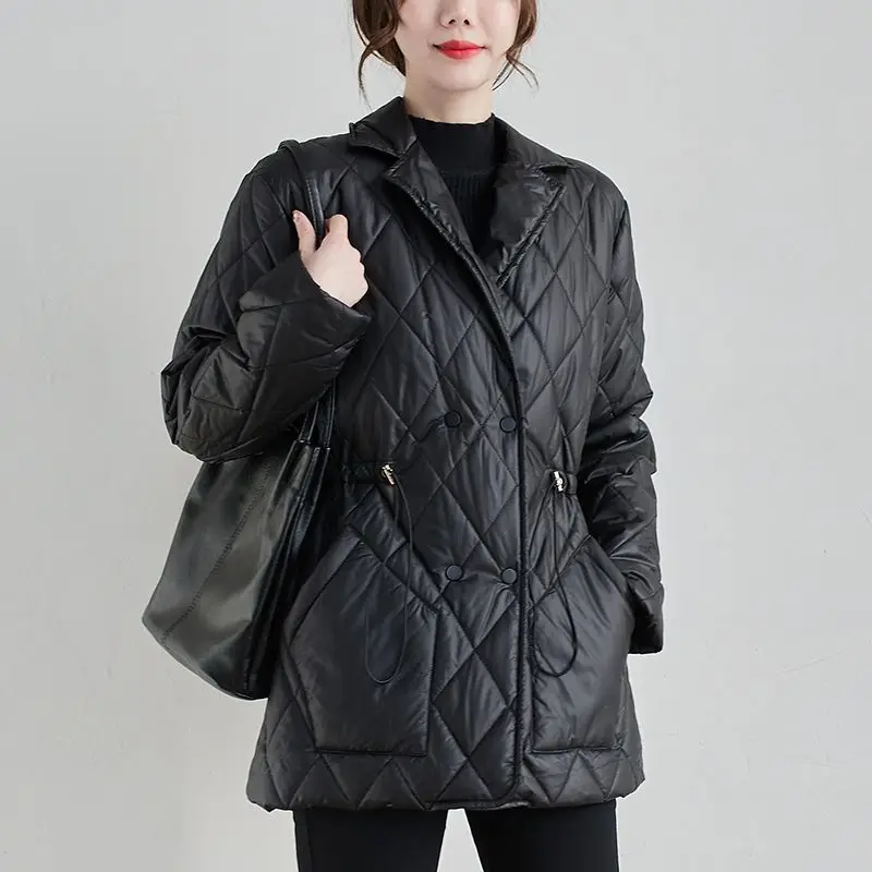 Women's Warm Waist down Cotton-Padded Jacket Mid-Length Slim Fit Large Size Lightweight Coat for Women  Parka