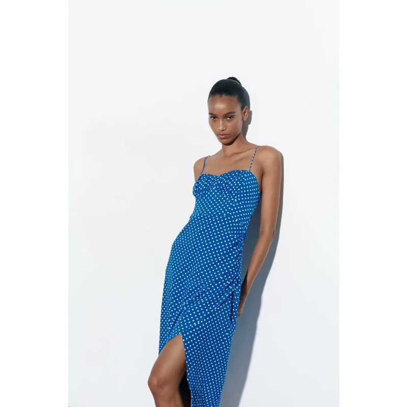 

2023 Summer Polka Dot Strap Dress Long Dress