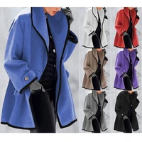 2022 fashion casual trench coat jacket single breasted mid long women long sleeve woolen trench coat overcoat 5xl female