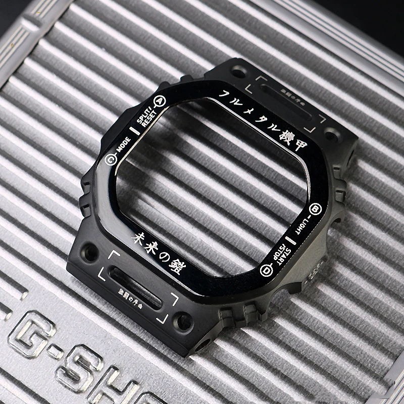 New G-SHOCK GWB5000 Titanium Alloy Case Strap Mechanical Style Robot Watchbands For Casio GMW-B5000 Black Metal Case+Strap