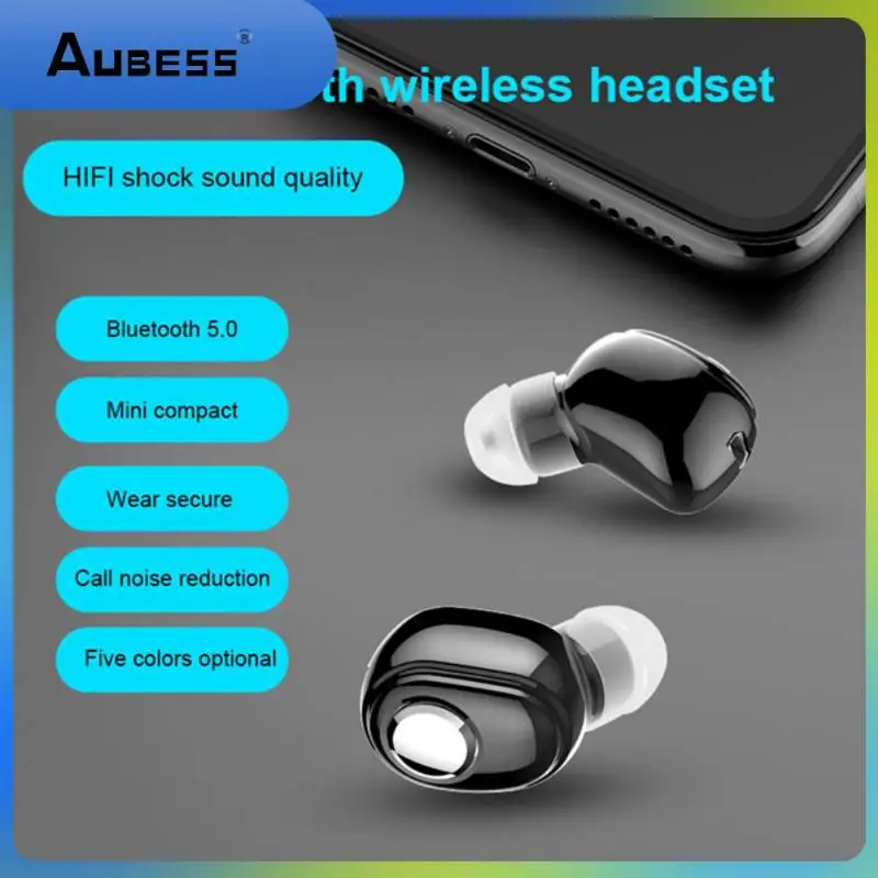 

Single-ear Single-side Headset Hifi Sound Charging Sports Business Earphone Mini Noise-reducing Office Accessories 60mah White
