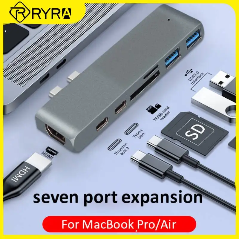 

RYRA 7-портовый USB3.0 концентратор, Расширительная док-станция Thunder, двойной концентратор Type-C, высокоскоростной разветвитель для ПК и ноутбука, ...