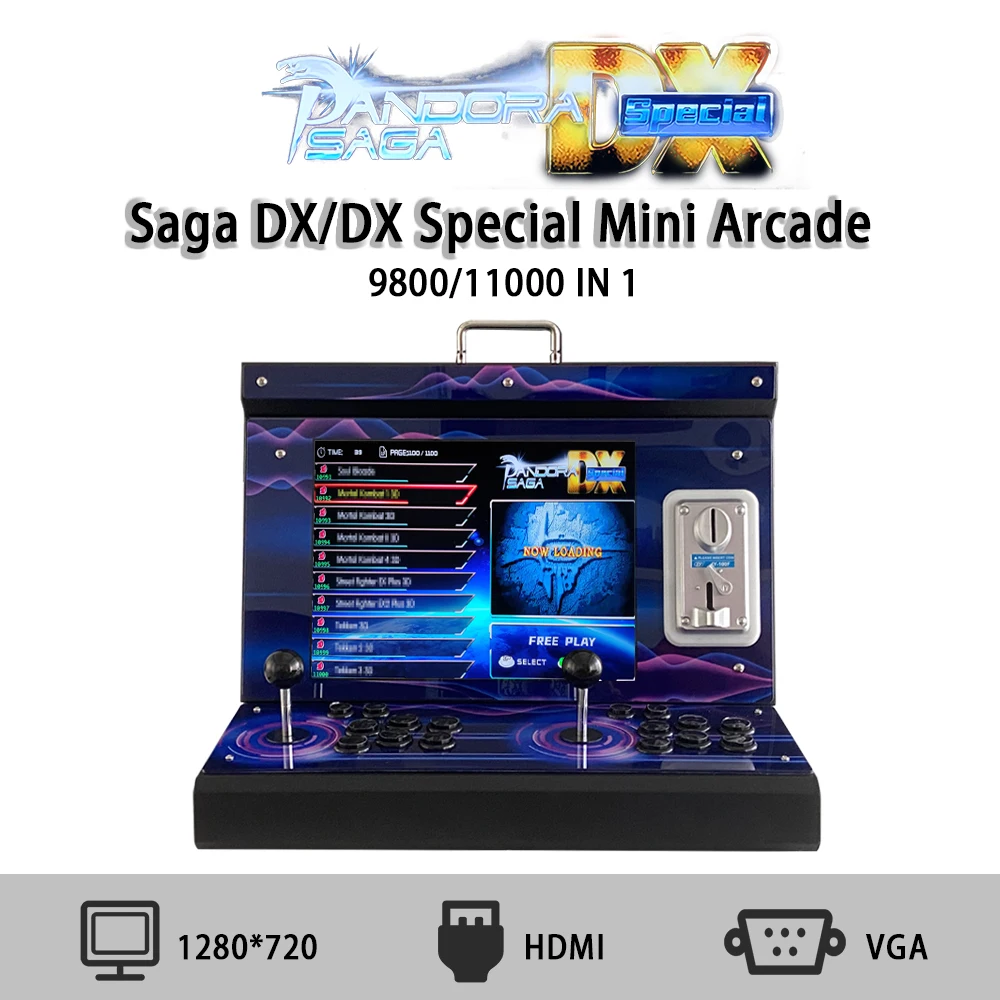 

2023 New Pandora Coin Operated 11000 in 1 Games Machine 15 Inches 720P HD Screen Mini Arcade 3D Box 1-4 Players Video Console