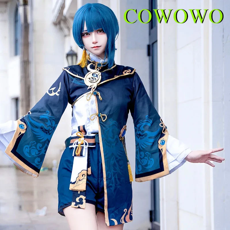 Фото Костюм для косплея COWOWO Genshin Impact XingQiu: одежда юного мастера, боевая униформа в китайском стиле, одежда для ролевых игр, Рождество №5
