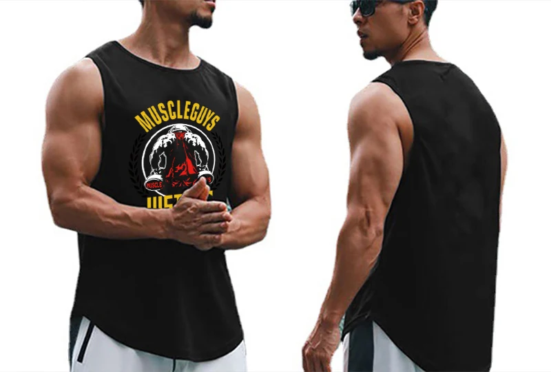 MachineFitness GymWear Summer Mens New Brand Quick-drying Bodybuilding Fitness Fashion Breathable Printed Slim Fit Singlets