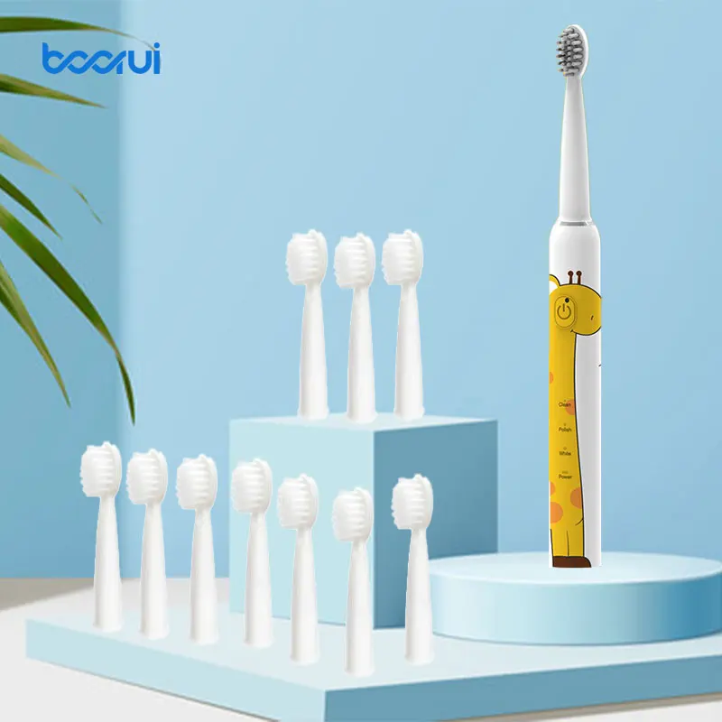 

Children Sonic Electric Toothbrush Giraffe Smart Timer USB Rechargeable Whitening 9 Brush Heads IPX7 Waterproof BR-CH1905ET