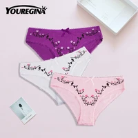sexy panties for women cotton lace underwear girls cute floral print briefs plus size bikini knickers ladies lingerie 3 pcslot