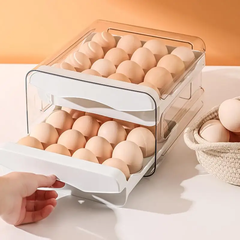 Egg Storage Box Double-Layer Stackable PP Egg Cartons 32 Eggs Container Egg Dispenser For Kitchen Refrigerator Accessories