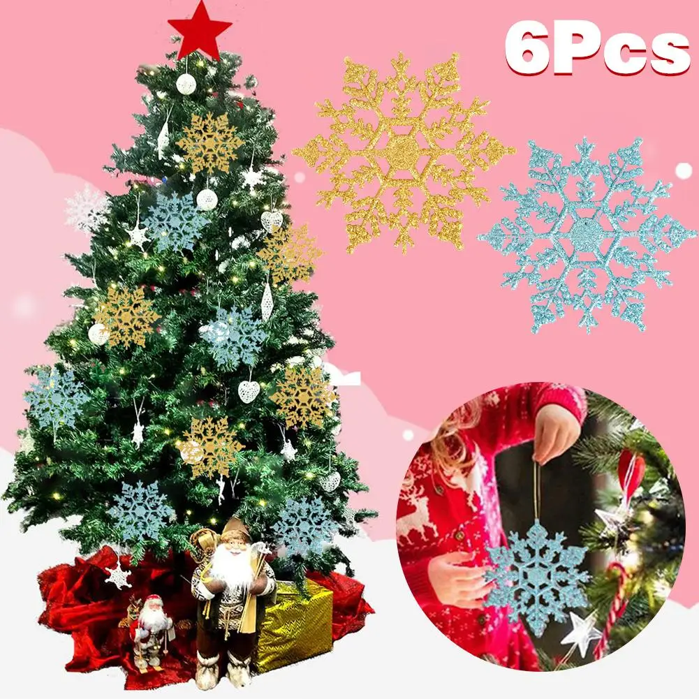 

3.93inch Christmas Glitter Snowflake Strings Pendant Powder Xmas Supplies Gold Cloth Fake Decor Non-woven Party Composite 6 C3N7