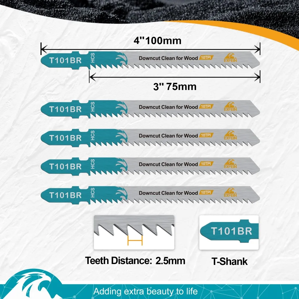 Набор полотен для лобзика, 5 шт., HSS, сменные полотна для лобзика с Т-образным хвостовиком для резки дерева, пластика и металла