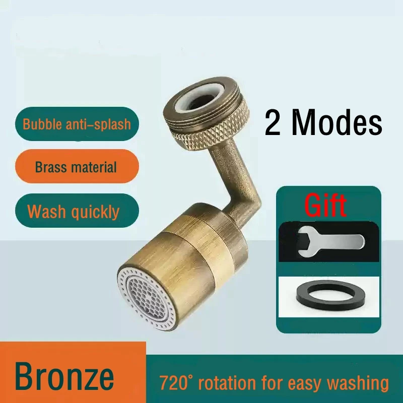 

Бронза, розовое золото, универсальная поворотная насадка для смесителя 720 ° Соединитель для смесителя для ванной комнаты, удлинитель для умывальника для ванной комнаты, насадка