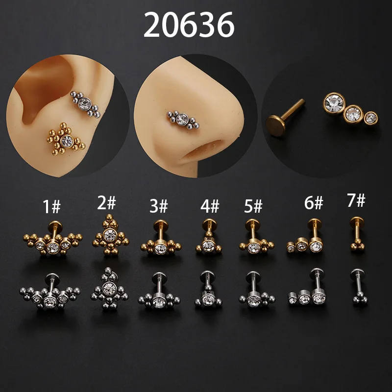 

1Piece 20G Stainless Steel Flat Labret Back Stud Earrings Helix Daith Conch Tragus Cartilage Earring for Women Piercing Jewelry