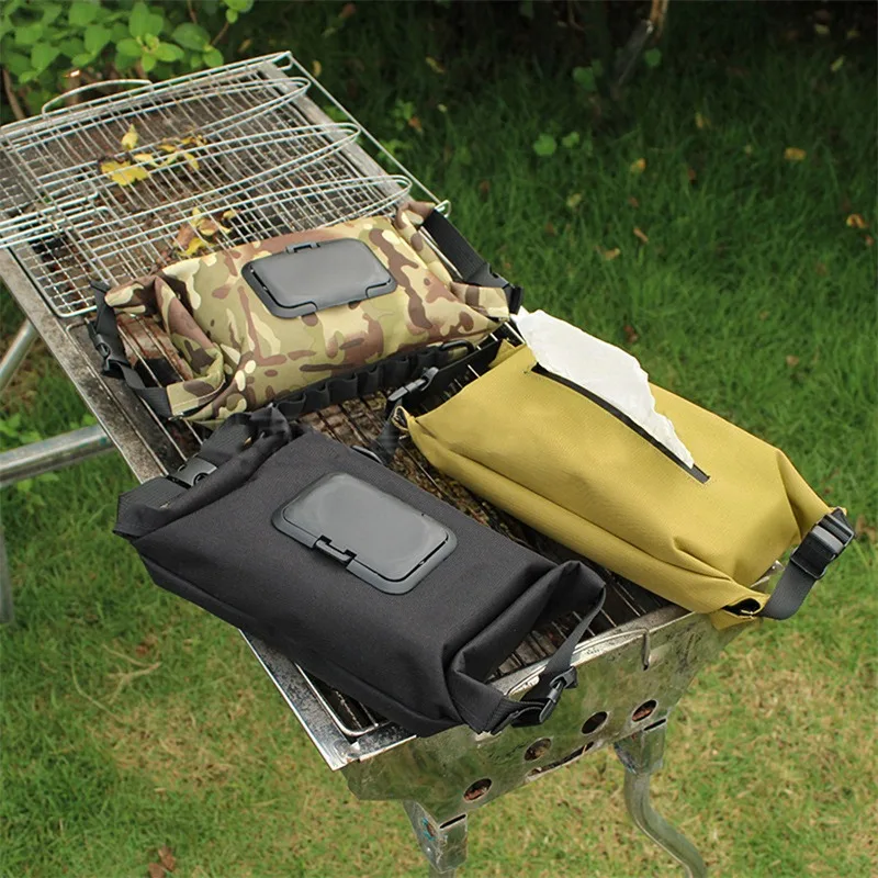 

Outdoor Camping Wet Tissue Box Paper Canvas Dispenser Box Water Resistant Hanging Portable Tissue Bag For Hiking Backpacking