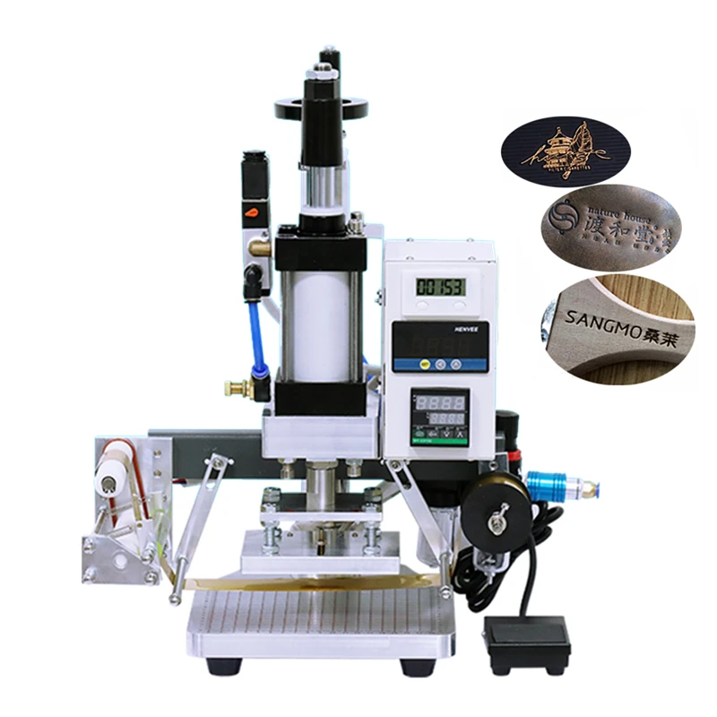 

Bronzing Machine Hot Stamping Machine Pneumatic Embossing Machine with Positioning Slider for PVC Leather