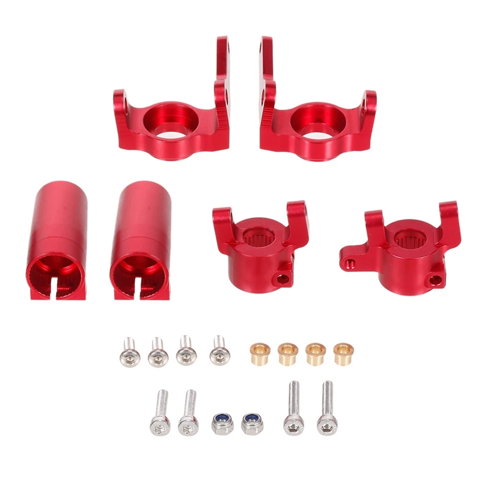 6Pcs Metal Steering Knuckle C Hub Carrier Rear Axle Lock Out Set for AXIAL SCX10 90046 1/10 RC Crawler Parts,Red