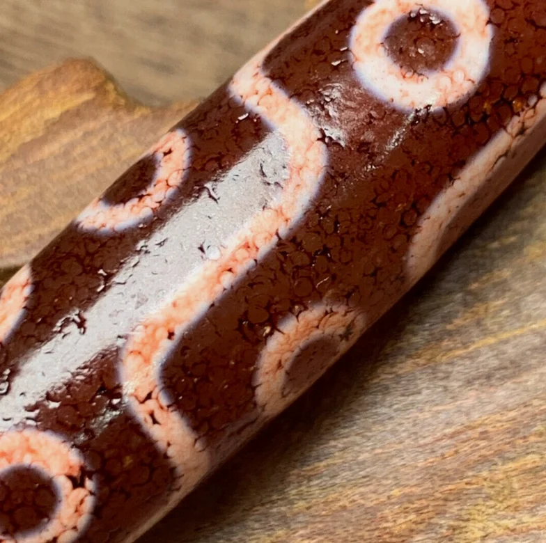 Тибетский непальский гималайский древний агат старый талисман Дзи 9-глазный