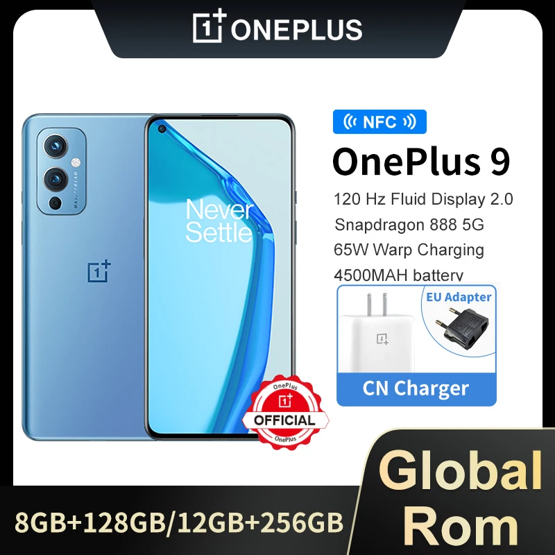 

Global Rom OnePlus 9 5G Smartphone 48MP Camera Snapdragon 888 4500 mAh Battery 6.55‘’ 120Hz AMOLED Display NFC Phone
