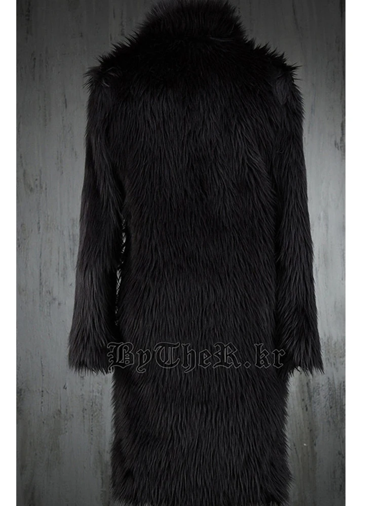Men Faux Fur Coat Winter Thick Fluffy Long Sleeve Warm Outerwear Luxury Fur Long Jacket Black And White Bontjas Jackets Mens images - 6