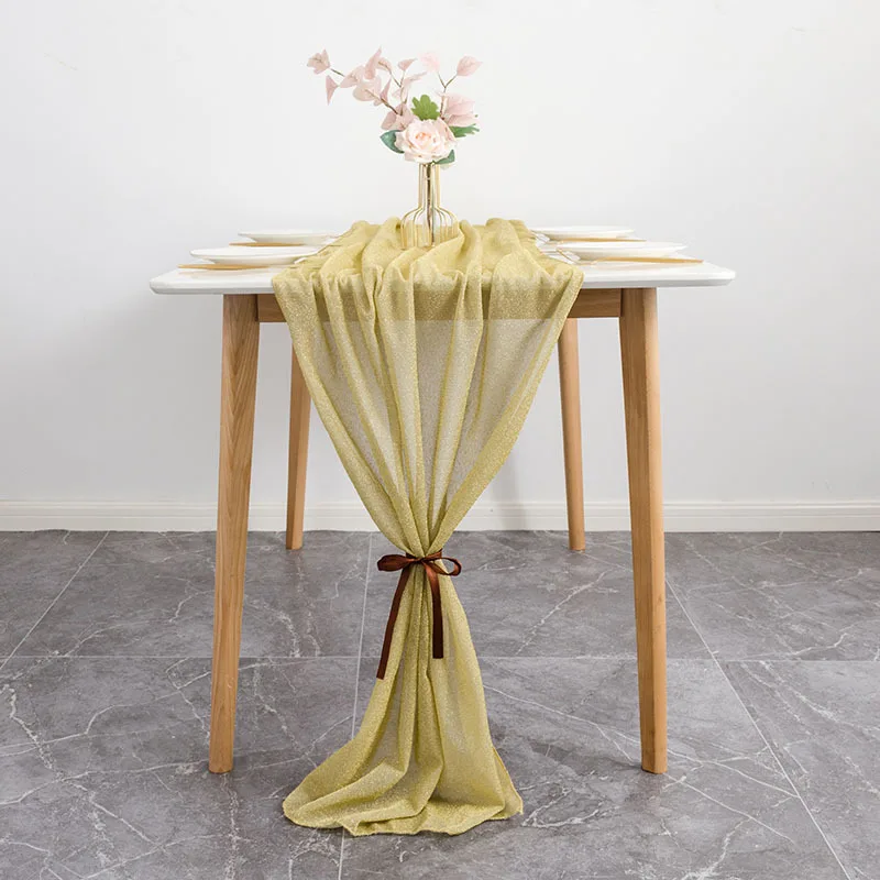 

Long Sheer Table Runner Wedding Party Tablecloth Dining Table Decoration Banquet Shower Table Cover Cloth Wedding Table Runner