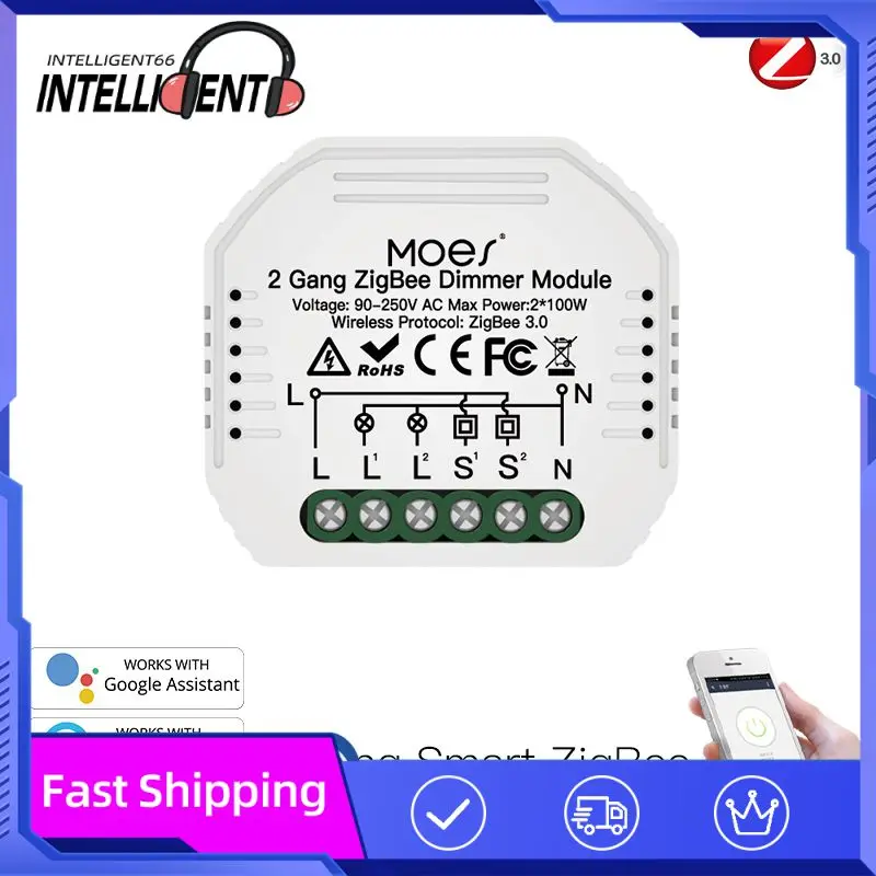

2/4/6 шт., переключатель Zigbee с регулируемой яркостью, переменный ток 90-250 В, умный диммер, модуль голосового управления, мини переключатели Tuya «сделай сам»