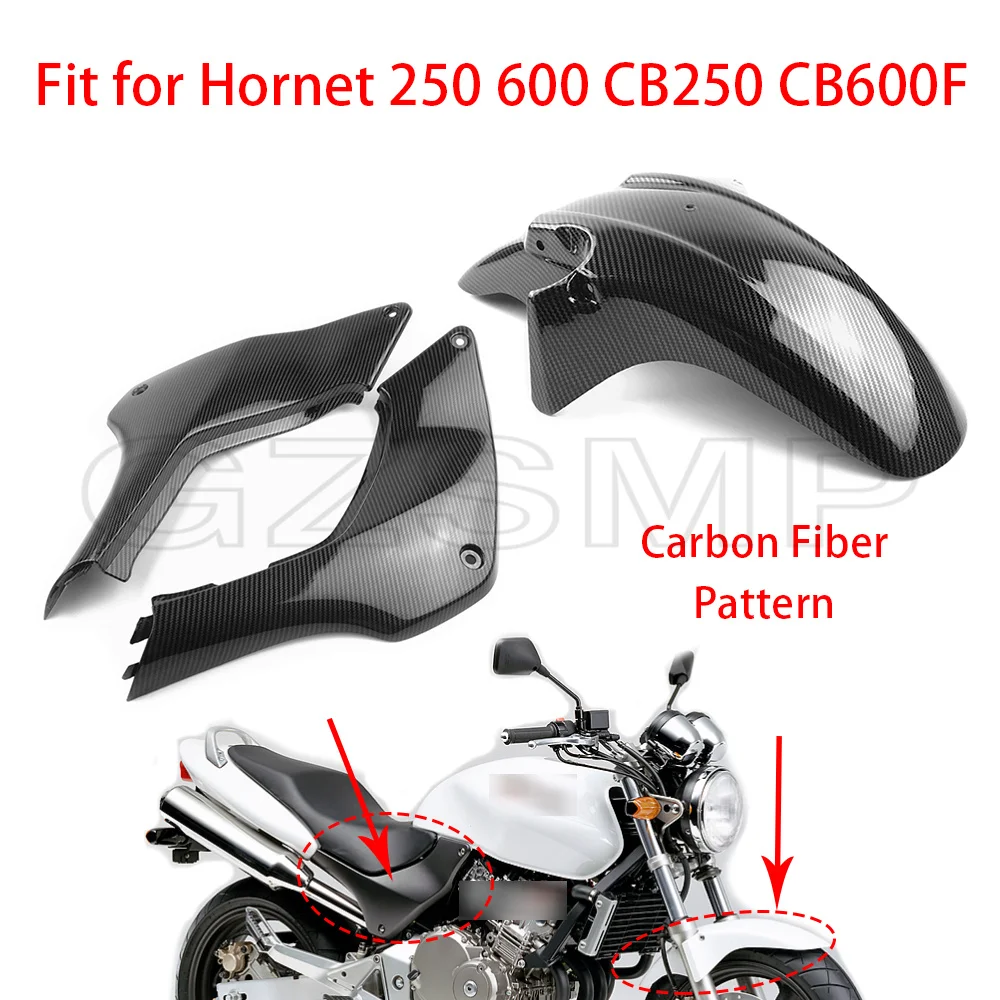 

Fit for Honda Hornet 250 600 CB250 CB600F Carbon Fiber Pattern Motorcycle Fairing Side Battery Trim Cover Front Fender Mudguard