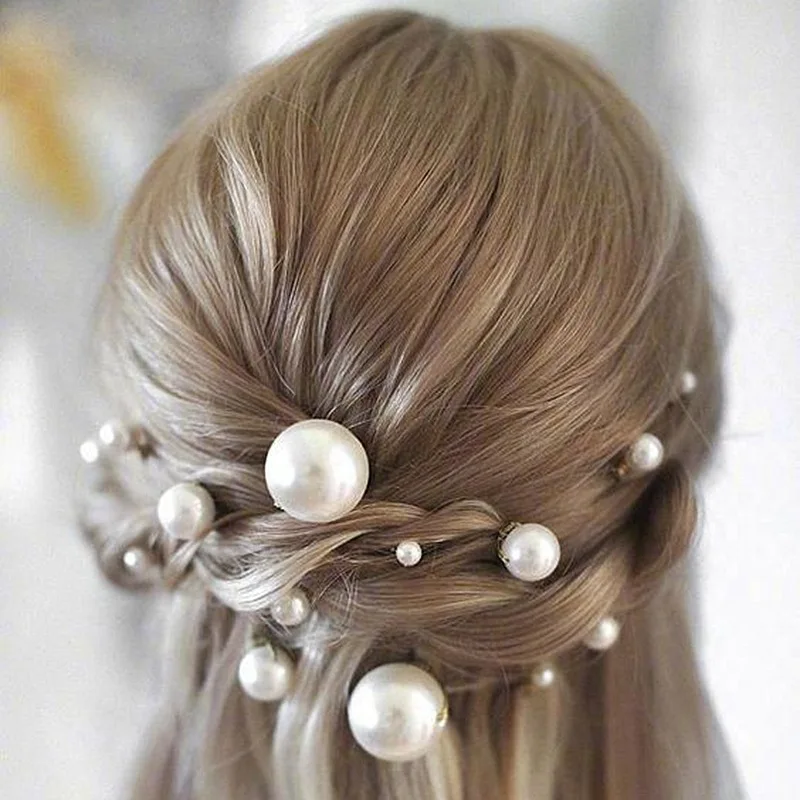 

18pcs / Bag U-shaped Hairpin Wedding Tiara Disc Hair Elegant Pearl Hair Fork Bride Hair Comb Bead Hair Clip Accessories