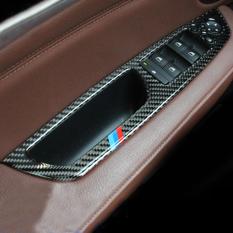 

Carbon Fiber Car Door Armrest Widow Glass Lifter Button Frame Decorative Cover Trim For BMW X5 X6 E70 E71 Auto Accessories