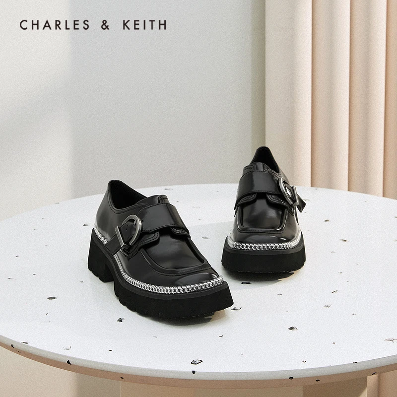 

CHARLES＆KEITH New Arrival for Autumn 2022 CK1-70380957 women's retro square toe platform loafer shoes