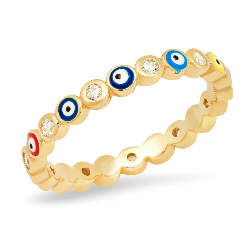 

2022 INS New Turkish Lucky Evil Eye Ring Candy Color Street Fashion For Woman Girls Accessories Party Jewelry