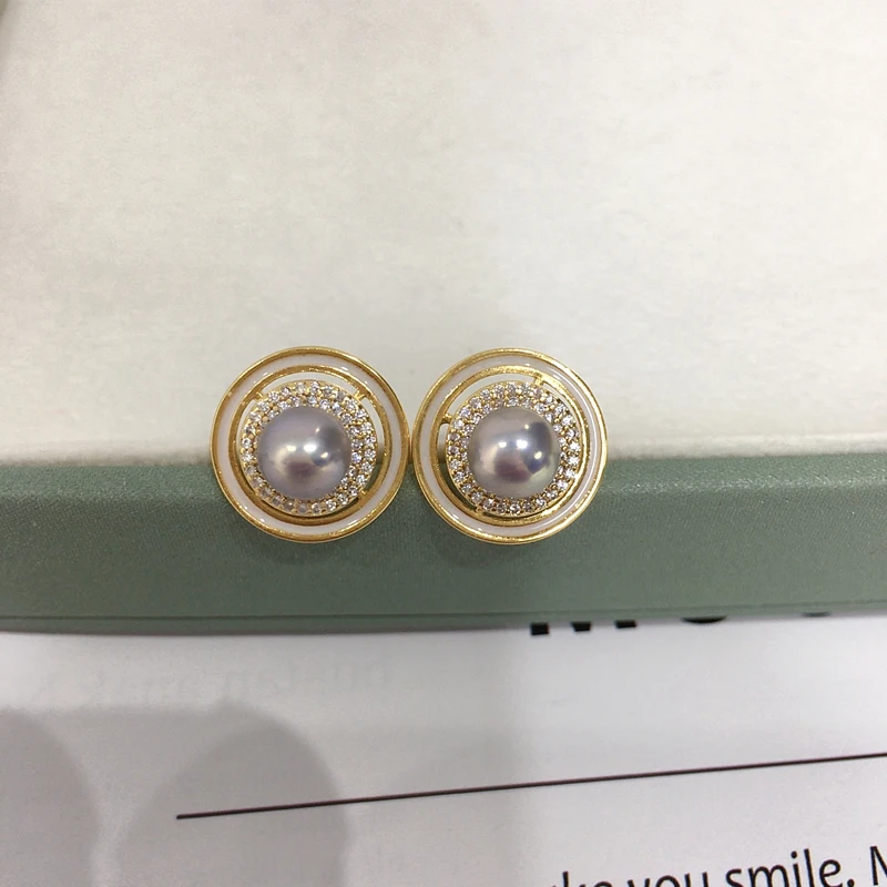 ZHBORUINI 2024 серьги из натурального пресноводного жемчуга с круглым темпераментом