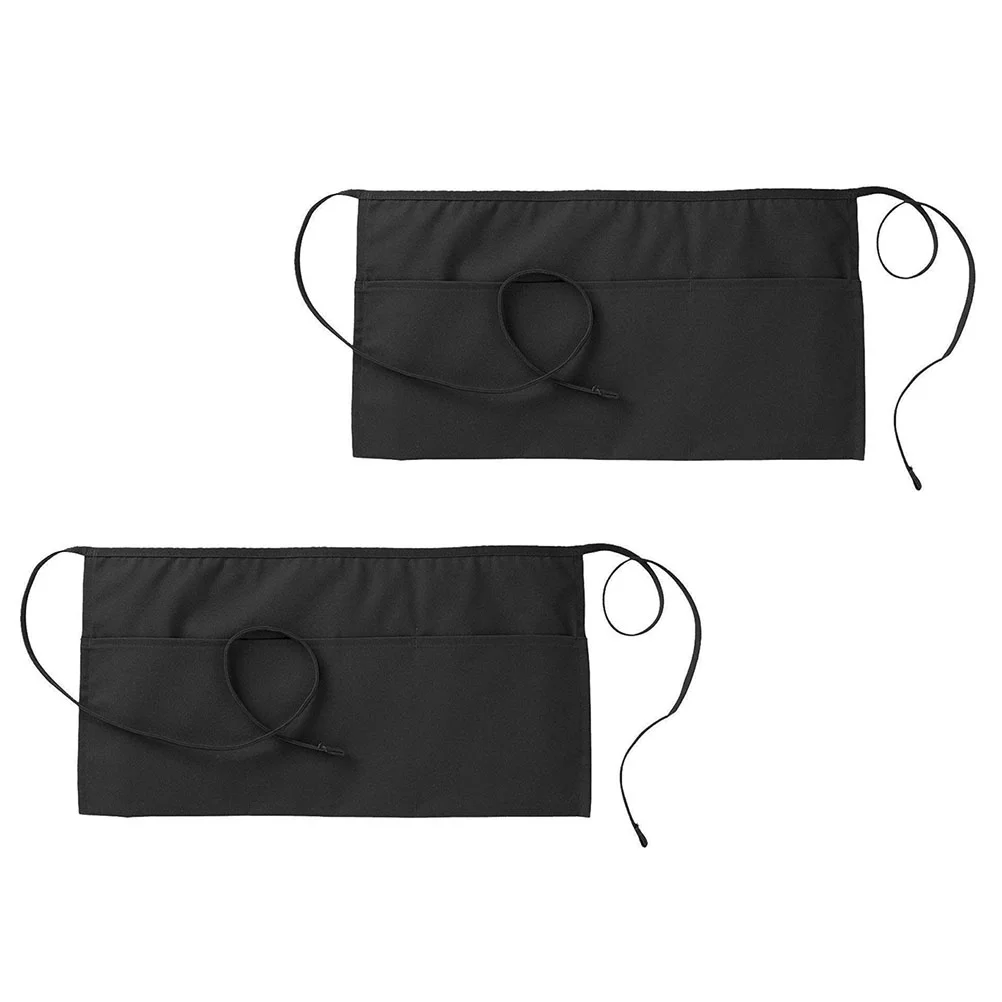 

Apron Aprons Kitchen Home Waiter Cooking Waist Salon Waitress Work Half Adult Pockets Bar Picnic Dining Baking Blackhalter