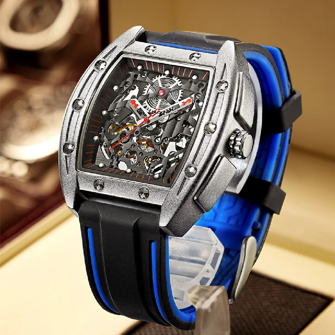 

2020 new AILANG automatic mechanical men military luxury brand-name business hollowed out waterproof gents watches Rubber strap