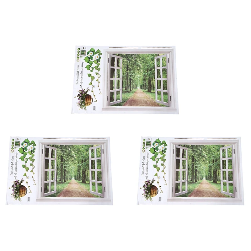 

3х огромное окошко, 3D зеленые цветы, фотообои